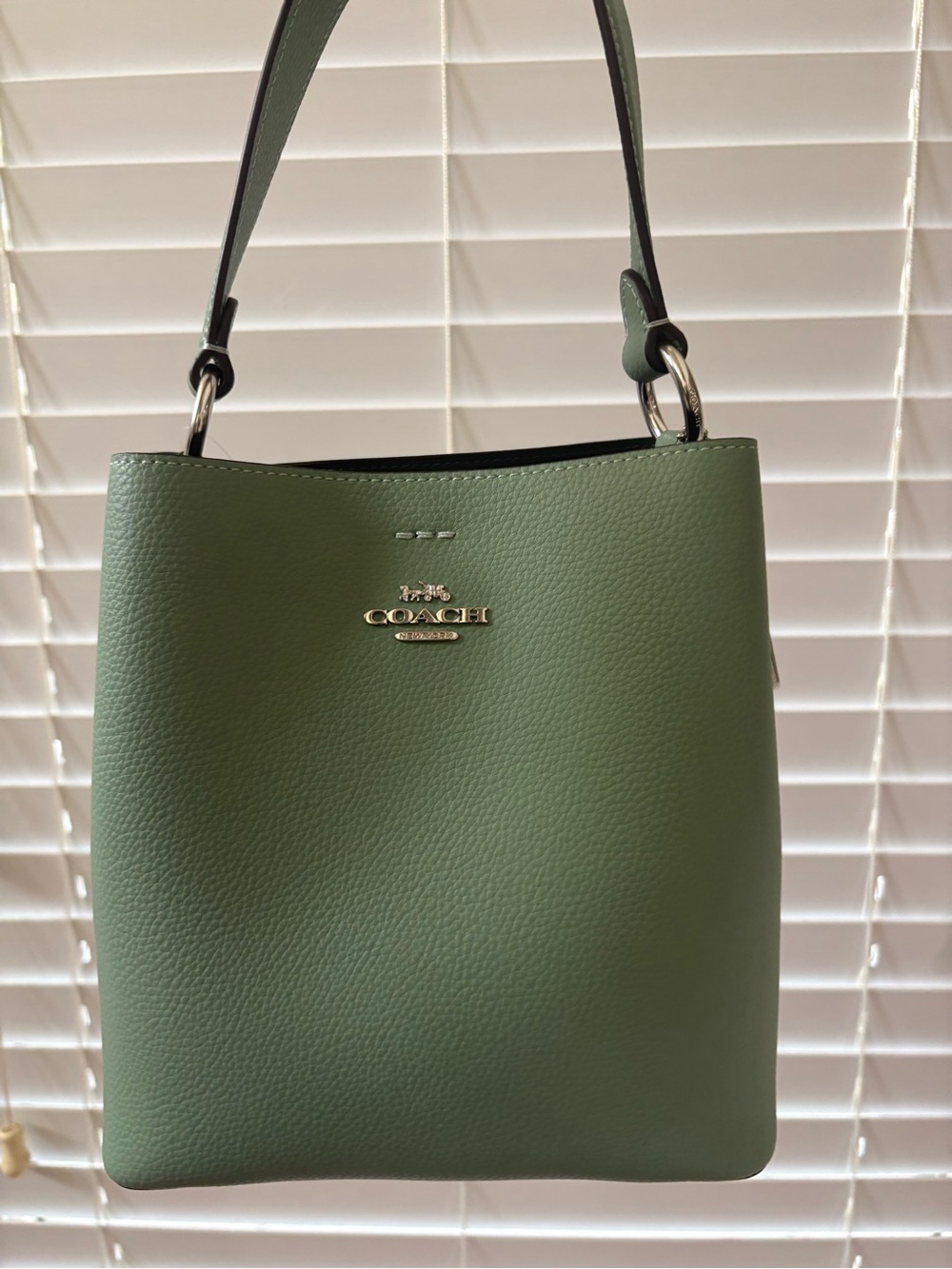Coach Town 22 green Pebbled Leather Shoulder Bag
